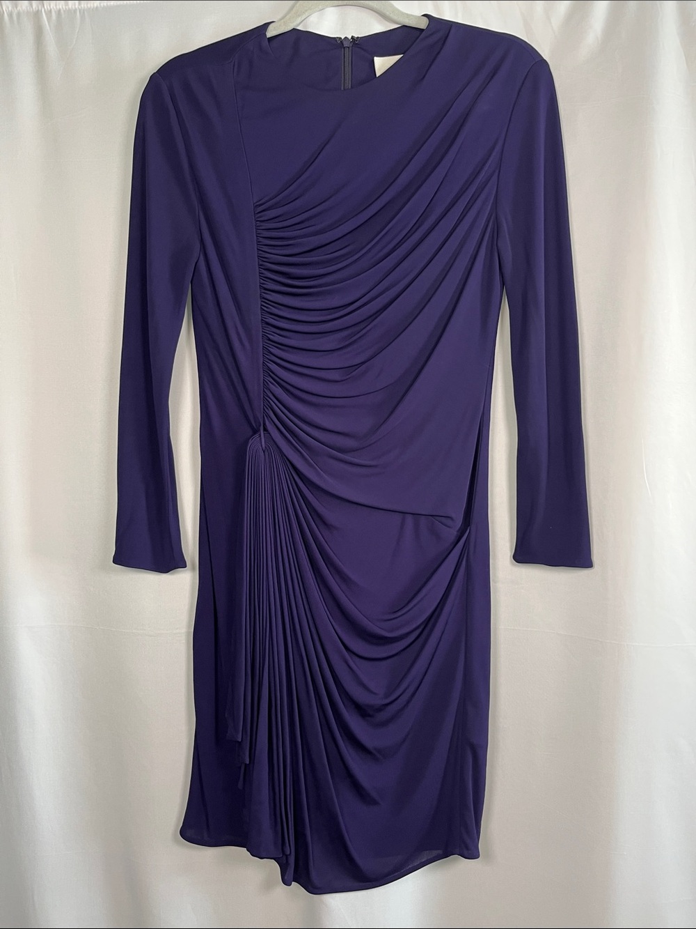 3.1 Phillip Lim purple jersey ruched front draped long sleeve mini dress sz s - Picture 4 of 8